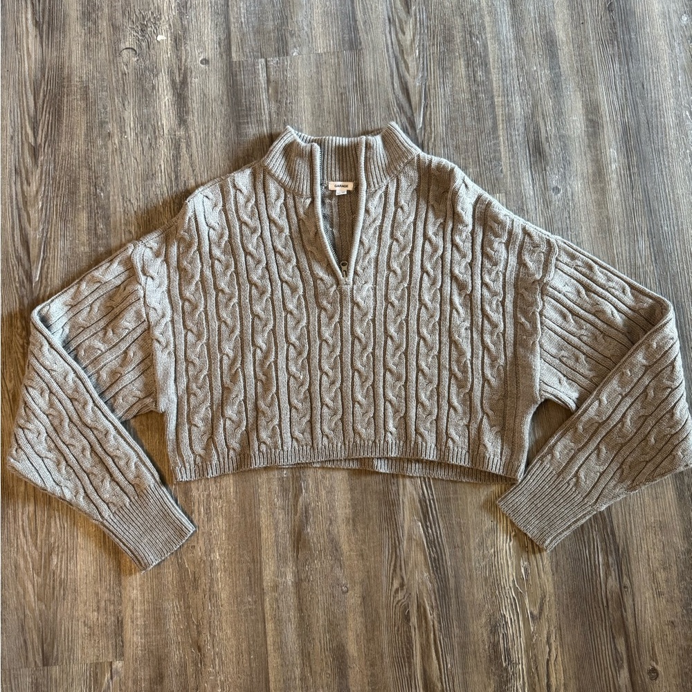Garage Clothing Gray Sierra Half Zip Cable Knit Sweater XS - Picture 2 of 3